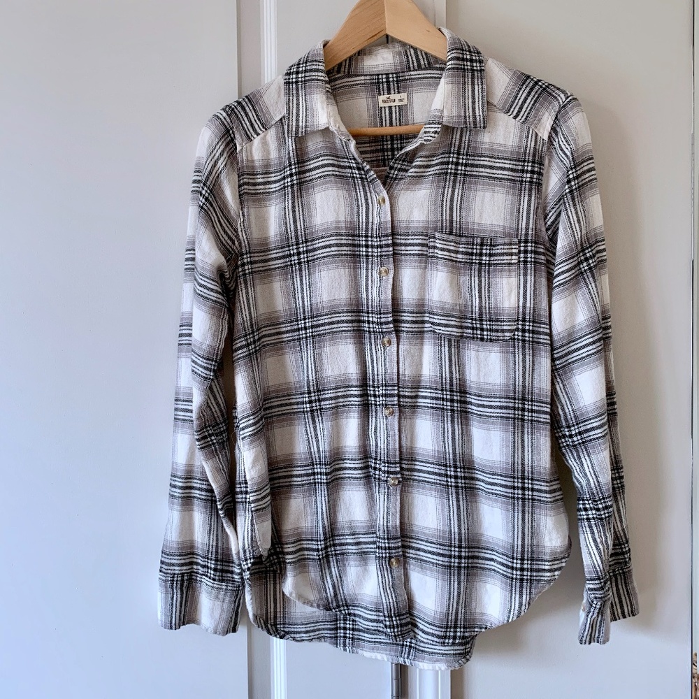 Hollister Black, White and Gray Flannel